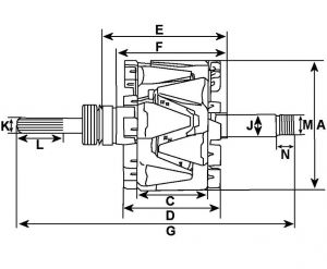Rotor d'alternateur compatible pour MITSUBISHI A004TA8491 - vue 3