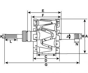 Rotor d'alternateur compatible pour FIAT 51859053 - vue 3