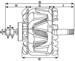 Rotor d'alternateur compatible pour DENSO 1022118651 - vue 2