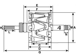 Rotor d'alternateur compatible pour DENSO 1022118651 - vue 3
