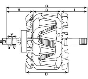 Rotor d'alternateur compatible pour REMY (DELCO) 331772 - vue 2