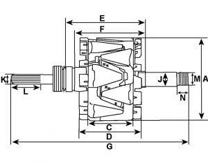Rotor d'alternateur compatible pour MITSUBISHI A880XA9670 - vue 3