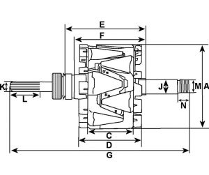 Rotor d'alternateur compatible pour OPEL 13579666 - vue 3