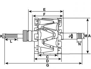 Rotor d'alternateur compatible pour MERCEDES BENZ 0121546802 - vue 3