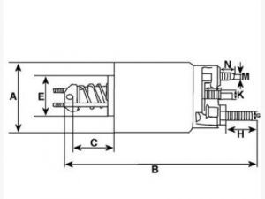 Solénoide compatible pour démarreur WOOD AUTO SND12915 - Côtes et dimensions