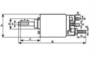Solénoide compatible pour démarreur MITSUBISHI M3T21281 - Côtes et dimensions