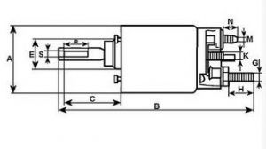 Solénoide Bosch pour démarreur WOOD AUTO SND11026 - Cotes et dimensions
