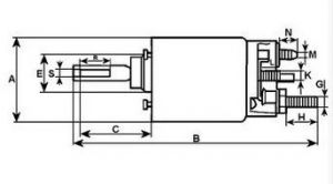 Solénoide compatible pour démarreur WAI 66207 - Côtes et dimensions