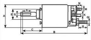 Solénoide compatible pour démarreur VALEO 594391 - Côtes et dimensions