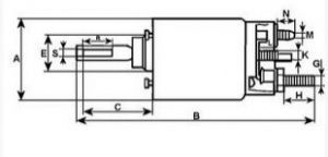 Solénoide compatible pour démarreur BOSCH 0001218012 - Côtes et dimensions