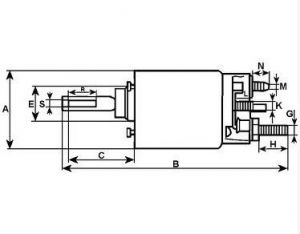 Solénoide compatible pour démarreur BOSCH 0331302026 - Côtes et dimensions