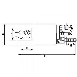 Solénoide compatible pour démarreur MAGNETI MARELLI 63220706 - Côtes et dimensions