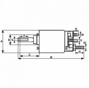 Solénoide compatible pour démarreur HITACHI S114481A - Côtes et dimensions