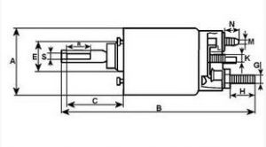 Solénoide compatible pour démarreur AUTOSTARTER POLAND SS2043 - Côtes et dimensions