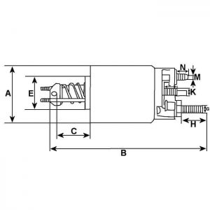 Solénoide compatible pour démarreur MITSUBISHI M8T85271 - Côtes et dimensions