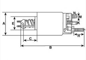 Solénoide compatible pour démarreur VALEO 106143 - Côtes et dimensions