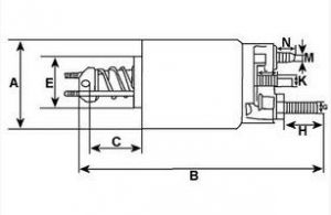 Solénoide compatible pour démarreur BOSCH 0331302002 - Côtes et dimensions