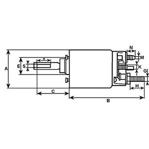 Solénoide compatible pour démarreur WAI 668112 - Côtes et dimensions