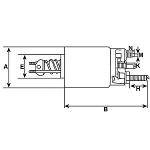 Solénoide Valeo pour démarreur VALEO D8E119 - Côtes et dimensions