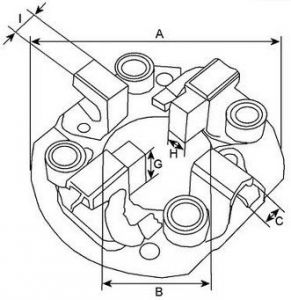 Porte balais compatible pour alternateur MOTOROLA USA 8SC3068V - Côtes et dimensions