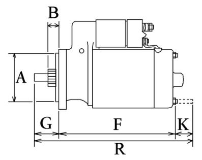 Côtes et dimensions du démarreur