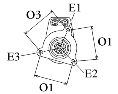 Côtes et dimensions du démarreur