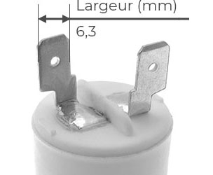 Côtes et dimensions du condensateur de 1uF COMAR