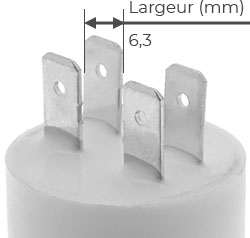 Côtes et dimensions du condensateur de 9uF