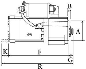 Schéma cotes et dimensions du démarreur 116326